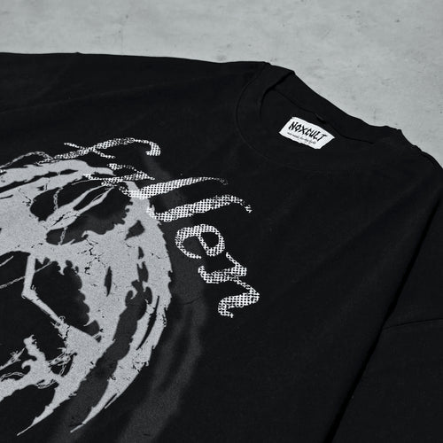 Détail impression FALLEN t-shirt graphic oversize coton épais NOXCULT